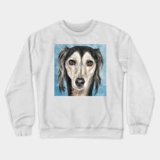 Painting of a Saluki Dog on Blue Background Crewneck Sweatshirt